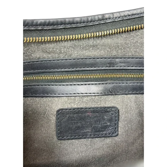 Vintage MCM Monogram Shoulder Bag Black Leather Hobo Style Logo - Picture 7 of 16